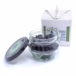 Gomitas (dientes de ajo negro pelado) 140gr en frasco diamante y caja regalo cartón